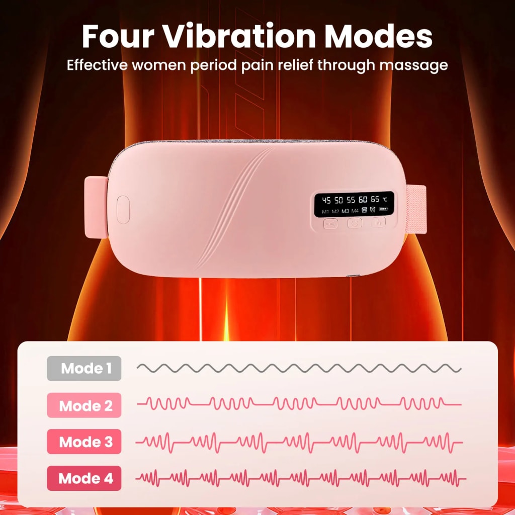 5 Modes Electric Heating Vibration Waist Massage Belt Smart Warm Palace Women Menstrual Heating Pad for for Cramps Period Relief - AliExpress 66