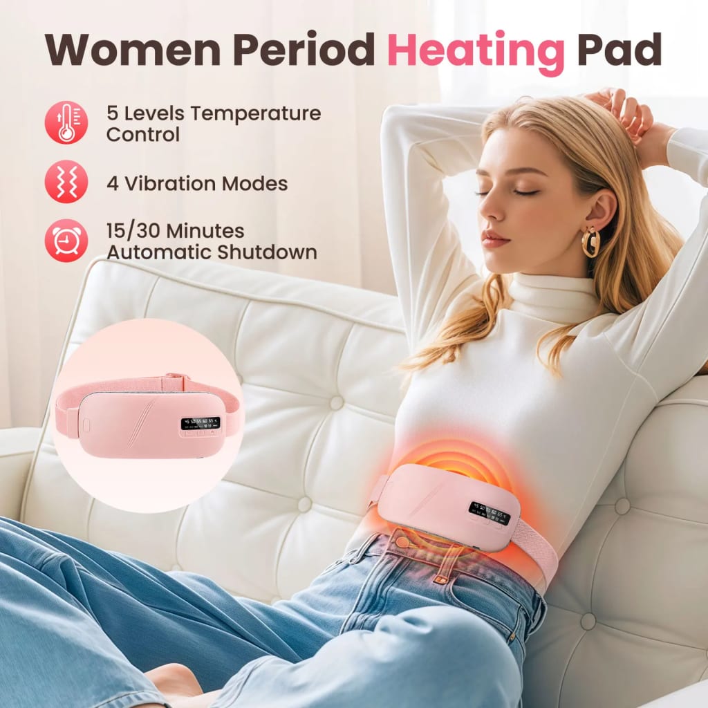 5 Modes Electric Heating Vibration Waist Massage Belt Smart Warm Palace Women Menstrual Heating Pad for for Cramps Period Relief - AliExpress 66