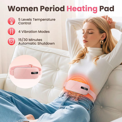 5 Modes Electric Heating Vibration Waist Massage Belt Smart Warm Palace Women Menstrual Heating Pad for for Cramps Period Relief - AliExpress 66